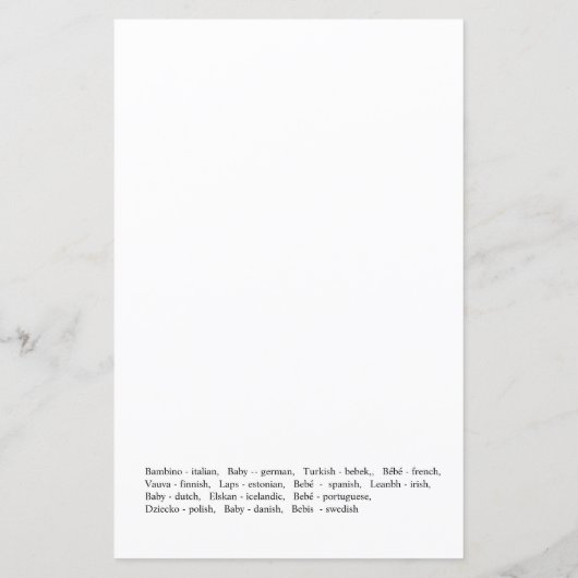 Baby over het World Minimalist Baby shower Game (Achterkant)