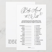 Baby over het World Minimalist Baby shower Game (Voorkant / Achterkant)