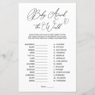 Baby over het World Minimalist Baby shower Game