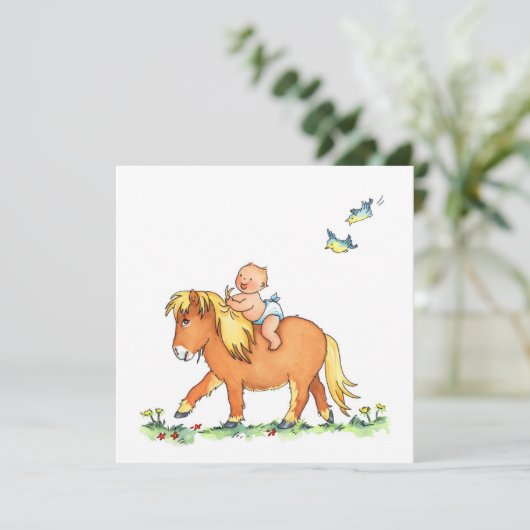 Baby over Pony - Aankondiging geboorte (Staand voorkant)