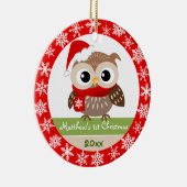 Baby Owl 1e kerstversiering Keramisch Ornament (Rechts)