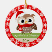 Baby Owl 1e kerstversiering Keramisch Ornament (Voorkant)