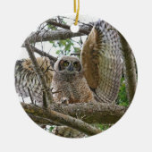 Baby Owl Afbeelding Keramisch Ornament (Voorkant)