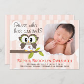 Baby Owl Announcement Girl Aankondiging (Voorkant / Achterkant)