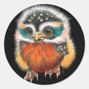Baby Owl Art Ronde Sticker