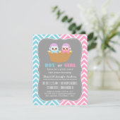 Baby Owl Blue of Pink Gender Reopenbaarmakingspart Kaart (Staand voorkant)