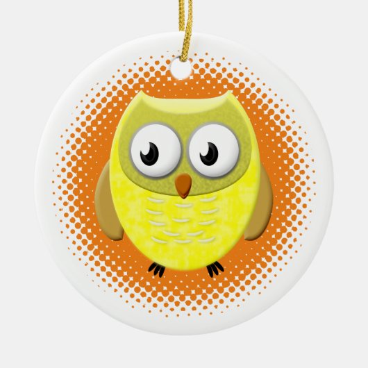 Baby Owl Cartoon Keramisch Ornament (Voorkant)
