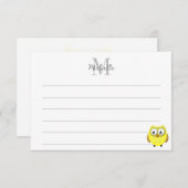 Baby Owl Cartoon Lined Monogram Personalized  Notitiekaartje (Voorkant / Achterkant)