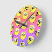 Baby Owl Cartoon Ronde Klok (Hoek)