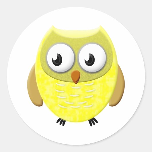 Baby Owl Cartoon Ronde Sticker (Voorkant)