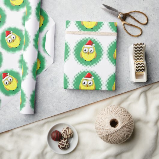 Baby Owl Cartoon Santas Pet Cadeaupapier (Crafts)