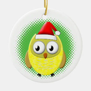 Baby Owl Cartoon Santas Pet Keramisch Ornament