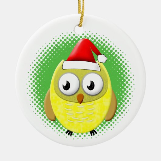 Baby Owl Cartoon Santas Pet Keramisch Ornament (Voorkant)