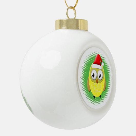 Baby Owl Cartoon Santas Pet Keramische Bal Ornament (Links)