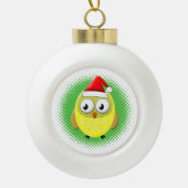 Baby Owl Cartoon Santas Pet Keramische Bal Ornament (Voorkant)