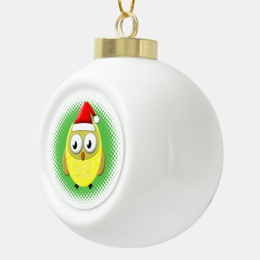 Baby Owl Cartoon Santas Pet Keramische Bal Ornament (Rechts)