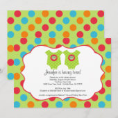 Baby Owl Clothes Twins Baby shower Invitation Kaart (Voorkant / Achterkant)