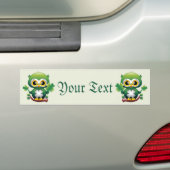 Baby Owl Cute St Patrick Cartoon Bumpersticker (Op auto)