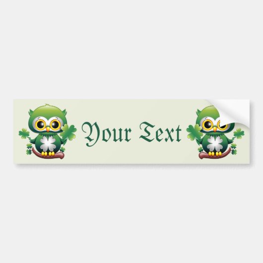Baby Owl Cute St Patrick Cartoon Bumpersticker (Voorkant)