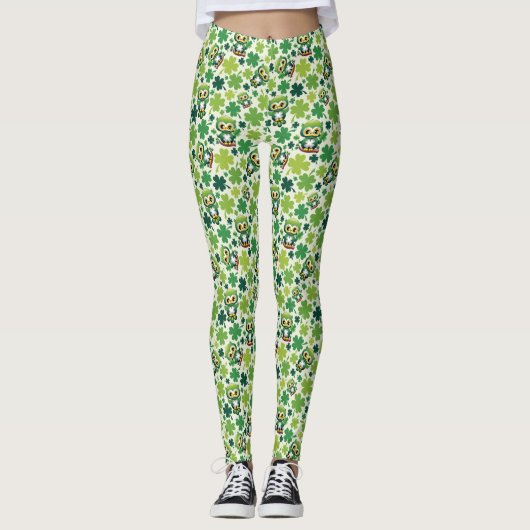 Baby Owl Cute St Patrick Cartoon Leggings (Voorkant)