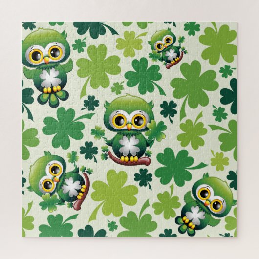 Baby Owl Cute St Patrick Cartoon Legpuzzel (Verticaal)