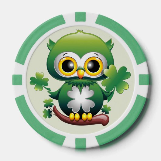 Baby Owl Cute St Patrick Cartoon Poker Chips (Voorkant)