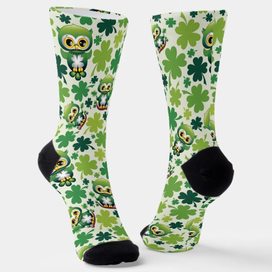 Baby Owl Cute St Patrick Cartoon Sokken (Gebogen)