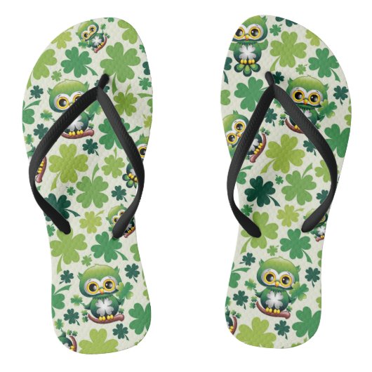 Baby Owl Cute St Patrick Cartoon Teenslippers (Voetbed)