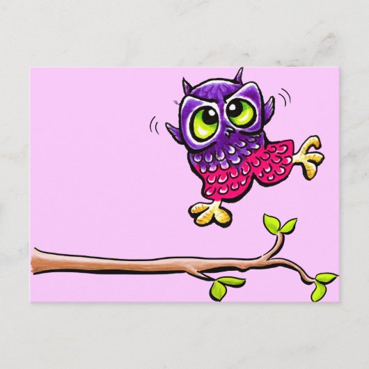 Baby Owl First Flight Roze Briefkaart (Voorkant)
