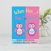Baby Owl Gender onthullen Baby shower Kaart (Staand voorkant)