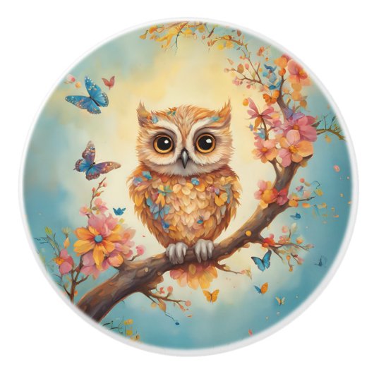 Baby Owl Keramische Knop (Voorkant)