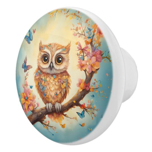 Baby Owl Keramische Knop (Rechts)