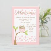 Baby Owl Licht Roze Kaart (Staand voorkant)