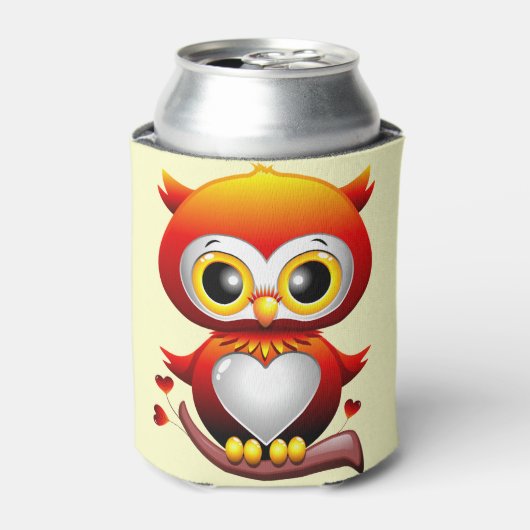 Baby Owl Love Heart Cartoon Blikjeskoeler (Blikje Voorkant)