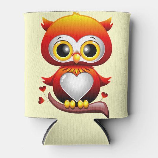 Baby Owl Love Heart Cartoon Blikjeskoeler (Voorkant)