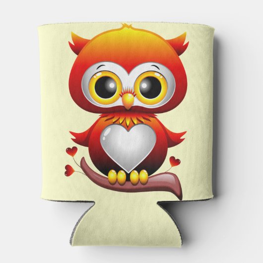 Baby Owl Love Heart Cartoon Blikjeskoeler (Achterkant)