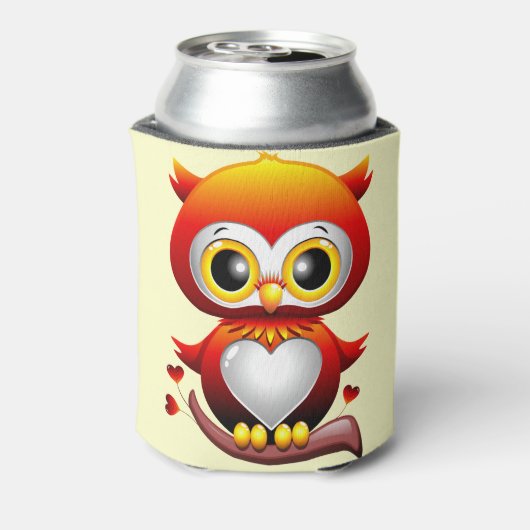 Baby Owl Love Heart Cartoon Blikjeskoeler (Blikje Achterkant)