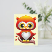 Baby Owl Love Heart Cartoon Briefkaart (Staand voorkant)