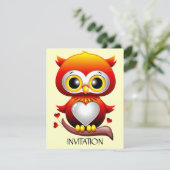 Baby Owl Love Heart Cartoon Kaart (Staand voorkant)