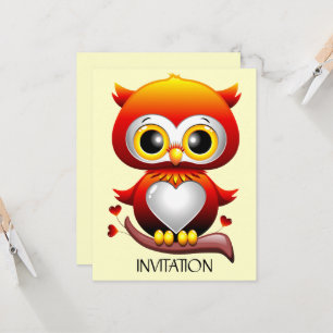 Baby Owl Love Heart Cartoon Kaart