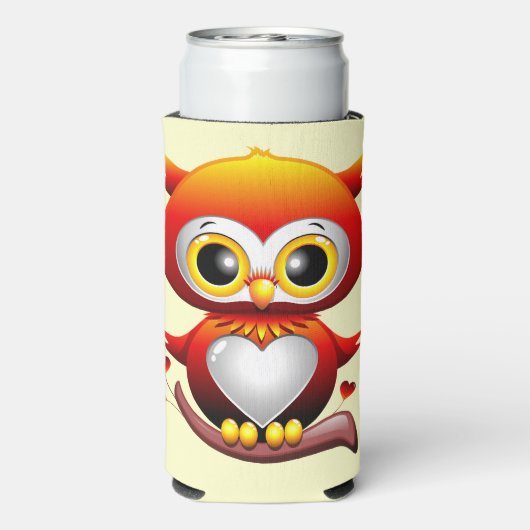 Baby Owl Love Heart Cartoon Seltzer Blikjeskoeler (Seltzer Achterkant)