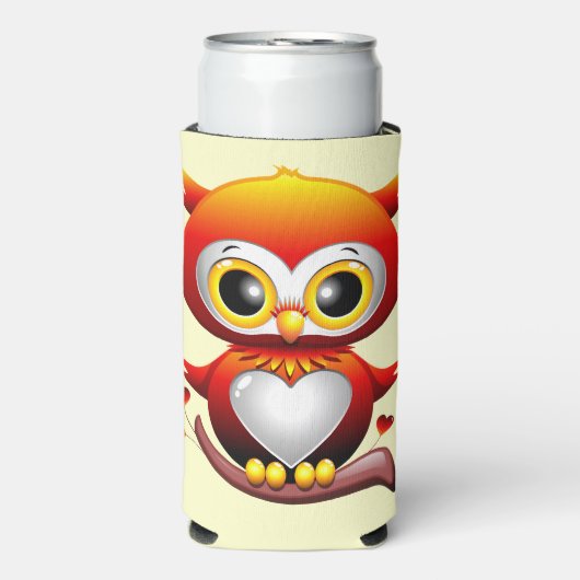 Baby Owl Love Heart Cartoon Seltzer Blikjeskoeler (Seltzer Voorkant)