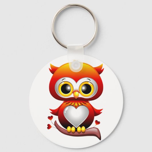 Baby Owl Love Heart Cartoon Sleutelhanger (Voorkant)