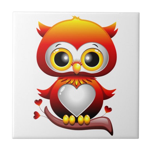 Baby Owl Love Heart Cartoon Tegeltje (Voorkant)