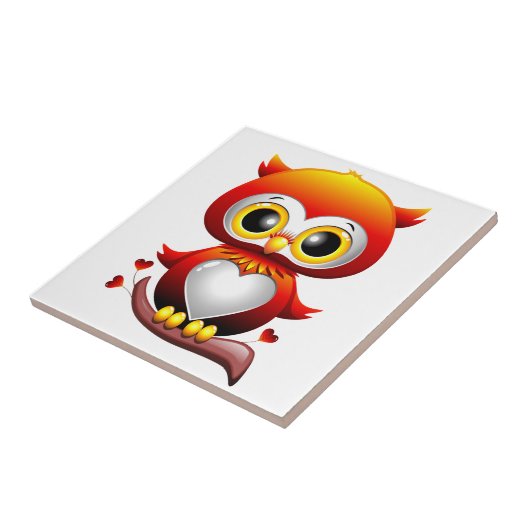 Baby Owl Love Heart Cartoon Tegeltje (Zijkant)