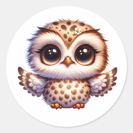 Baby Owl Ronde Sticker (Voorkant)