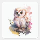 Baby Owl Square Sticker (Voorkant)