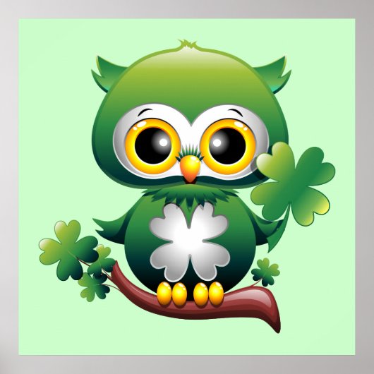 Baby Owl St Patrick Cartoon Poster (Voorkant)