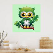 Baby Owl St Patrick Cartoon Poster (Keuken)
