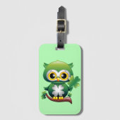 Baby Owl St Patrick Paddy Cartoon Bagagelabel (Voorkant (verticaal))
